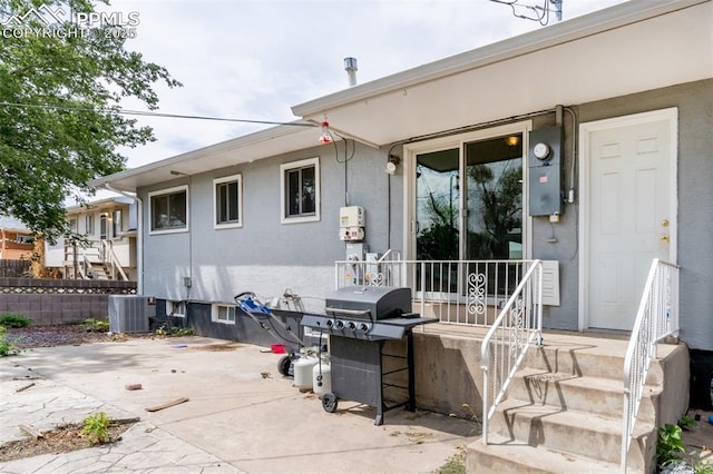 exterior space featuring area for grilling and central air condition unit