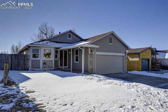 view of front of home featuring a garage