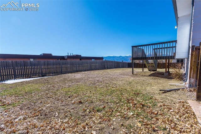 view of yard featuring a fenced backyard