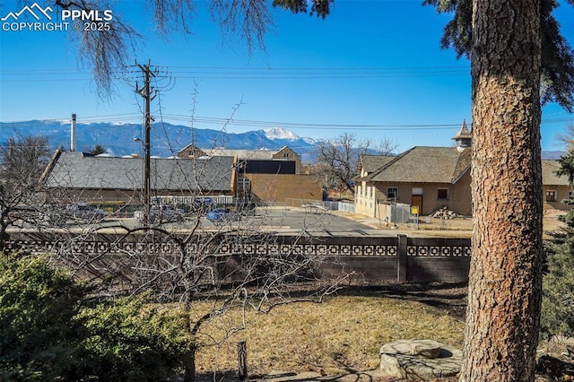 view of yard featuring a mountain view