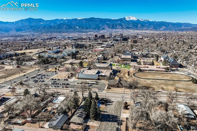 drone / aerial view with a mountain view