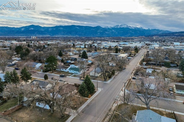 aerial view with a mountain view