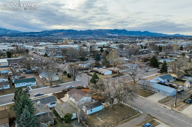 aerial view with a mountain view