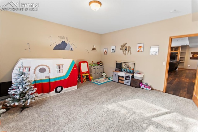 game room featuring carpet floors