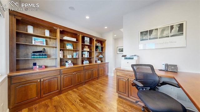 office area featuring light hardwood / wood-style floors