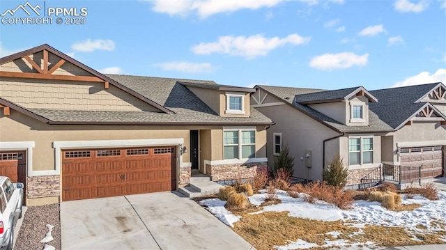 craftsman-style home featuring a garage