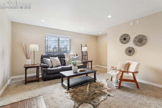 living room featuring carpet floors