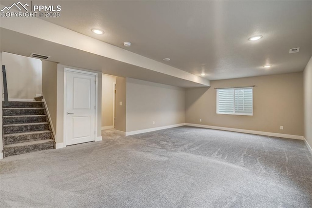 basement with carpet