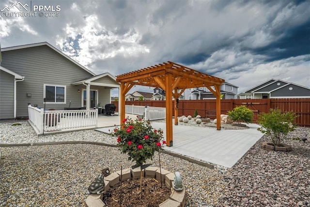 exterior space with a pergola