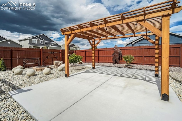 view of patio / terrace featuring a pergola