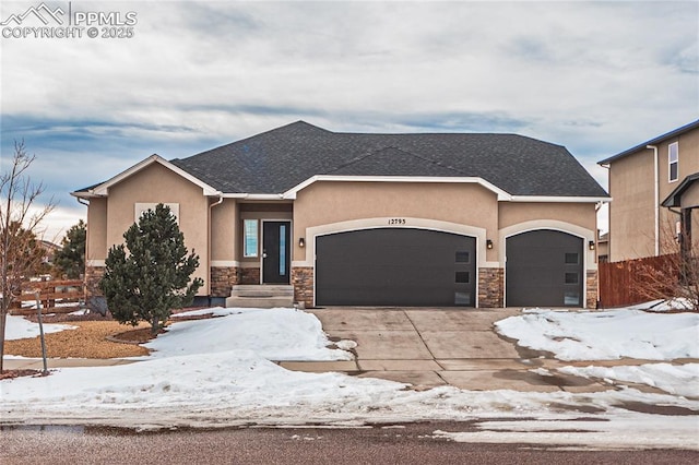 view of front of house with a garage