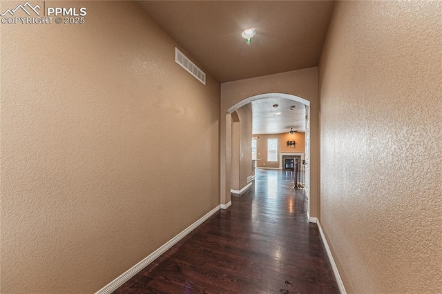 hallway featuring dark hardwood / wood-style floors