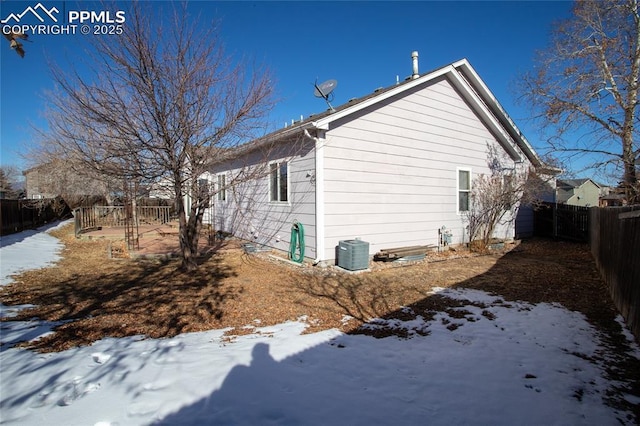 view of snow covered property