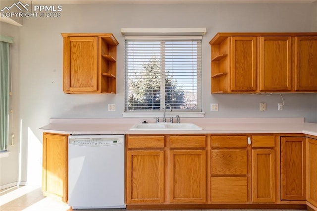 kitchen featuring white dishwasher and sink