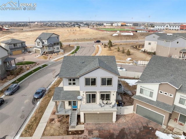 bird's eye view with a residential view