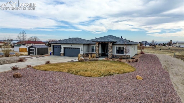 view of front of property with a garage