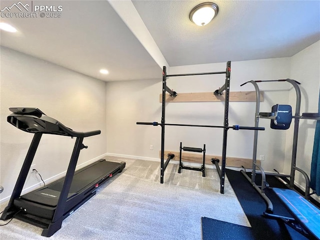 workout room with carpet floors