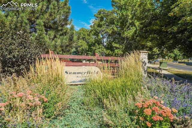 view of community sign