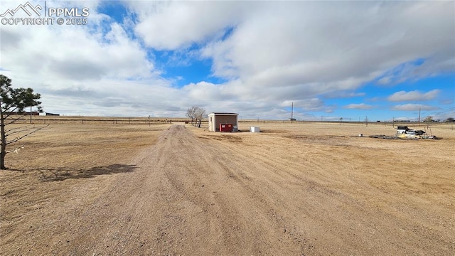 view of street with a rural view