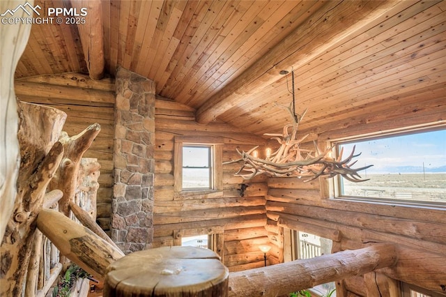 room details with beamed ceiling and wooden ceiling