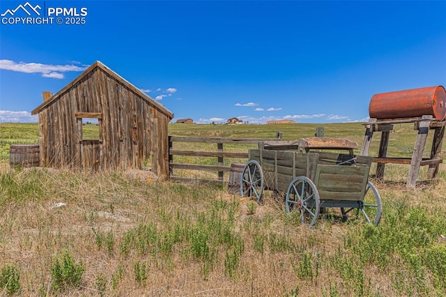 view of outdoor structure featuring a rural view