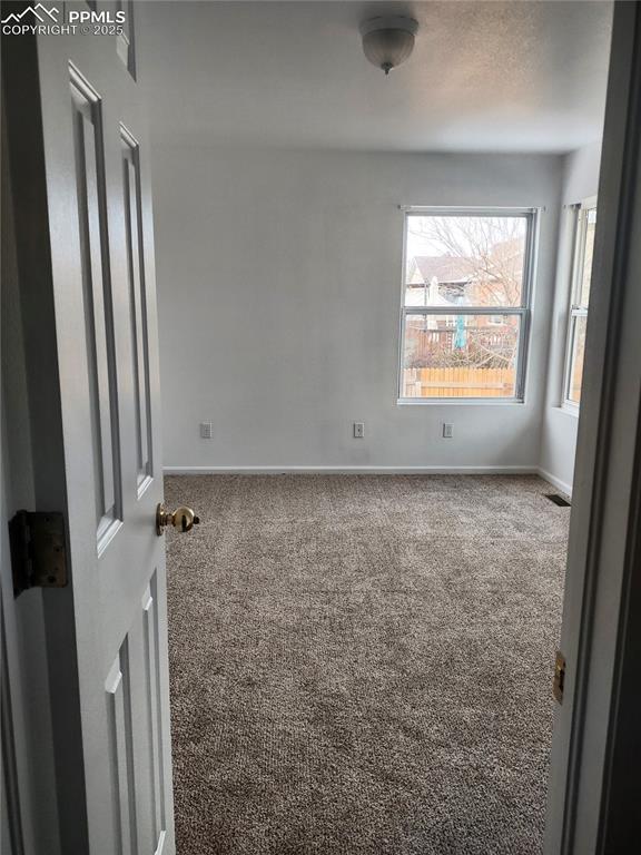 unfurnished room with carpet floors