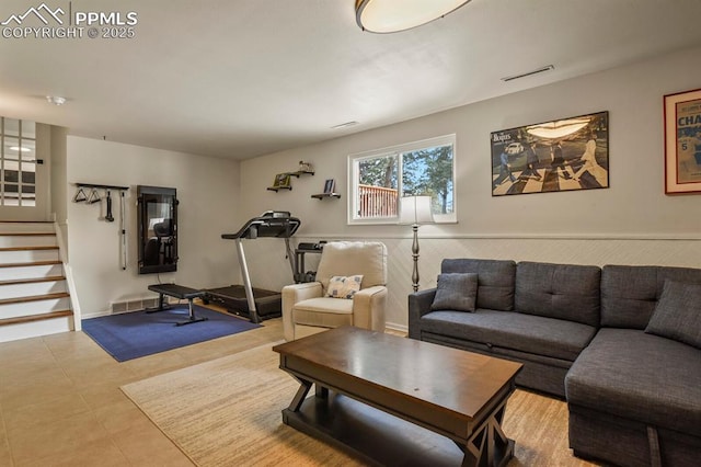 view of tiled living room