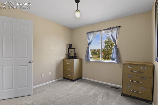 unfurnished bedroom with light carpet