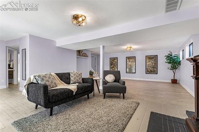 living room with light wood-type flooring