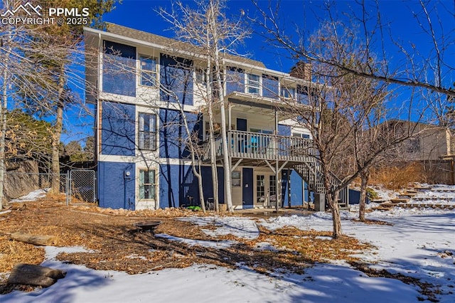 view of snow covered building