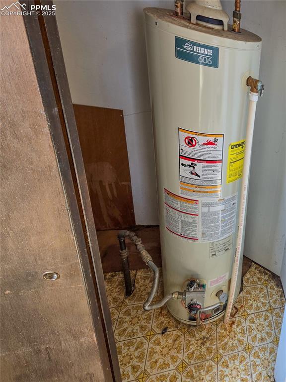 utility room with gas water heater