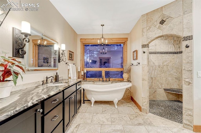 201 Fox Mountain Dr, Woodland Park, CO 80863 - bathroom featuring vanity and shower with separate bathtub
