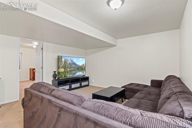 living room featuring light colored carpet