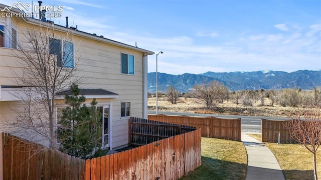 exterior space featuring a mountain view