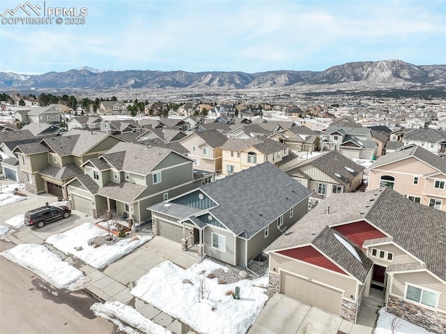 aerial view with a mountain view