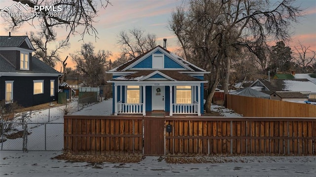 view of front facade featuring covered porch