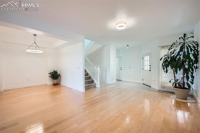 interior space with light hardwood / wood-style floors