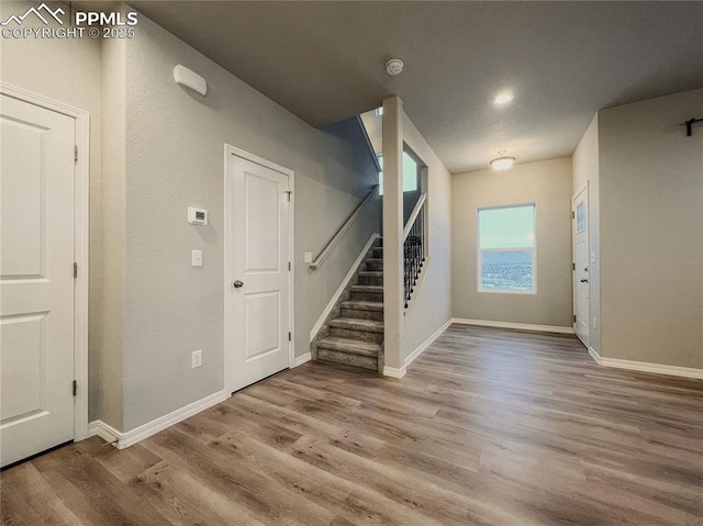 interior space with light hardwood / wood-style floors