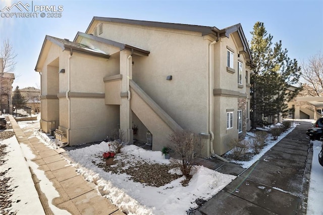 view of snow covered exterior