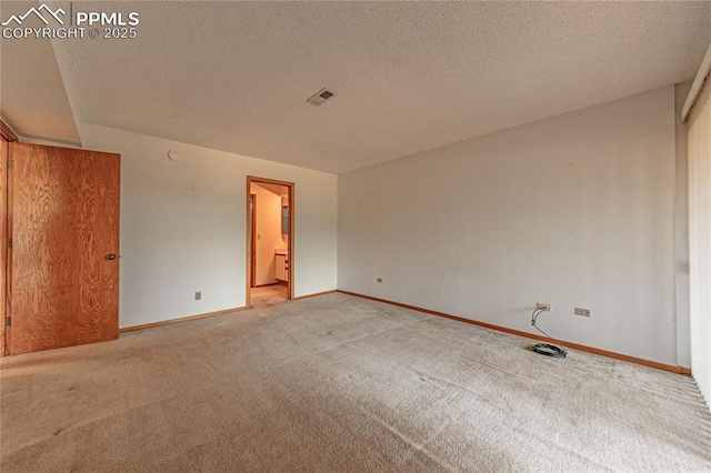 spare room with carpet and a textured ceiling