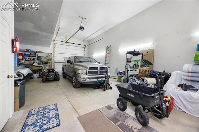 garage with a garage door opener