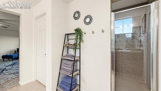 interior space featuring light tile patterned floors