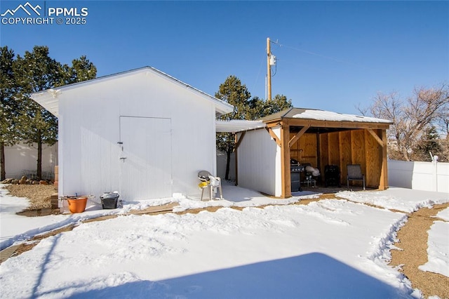 view of snow covered structure