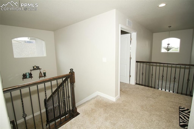 corridor featuring carpet flooring and a wealth of natural light