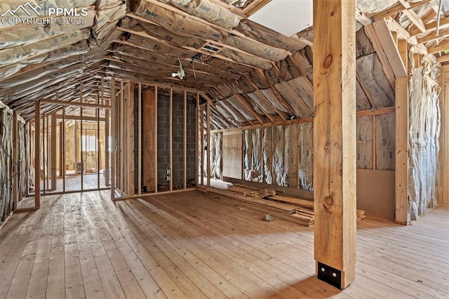 view of unfinished attic