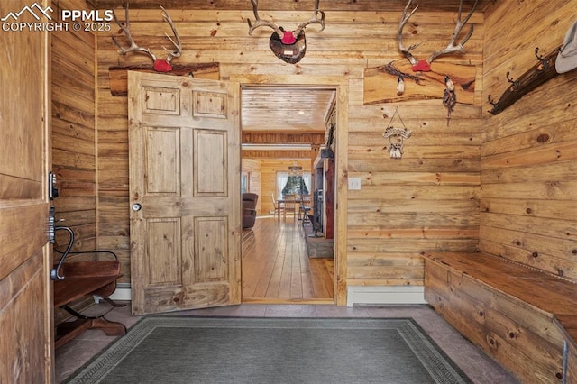 bathroom with log walls