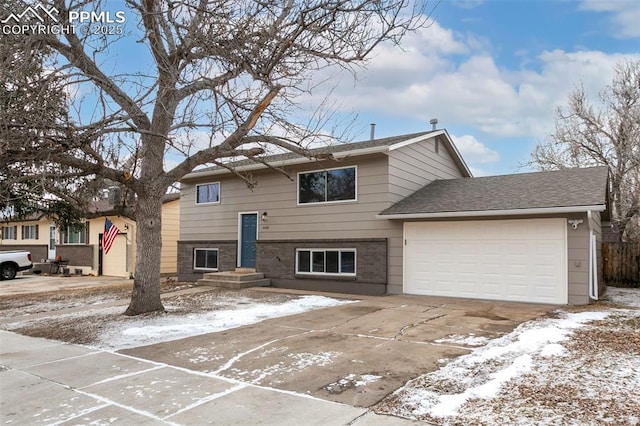 raised ranch with a garage