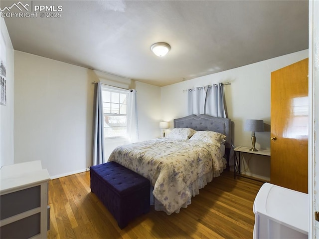 bedroom featuring dark wood-type flooring