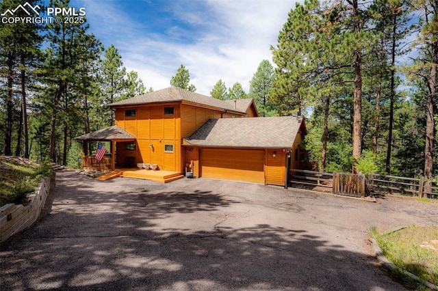 view of front of property featuring a garage