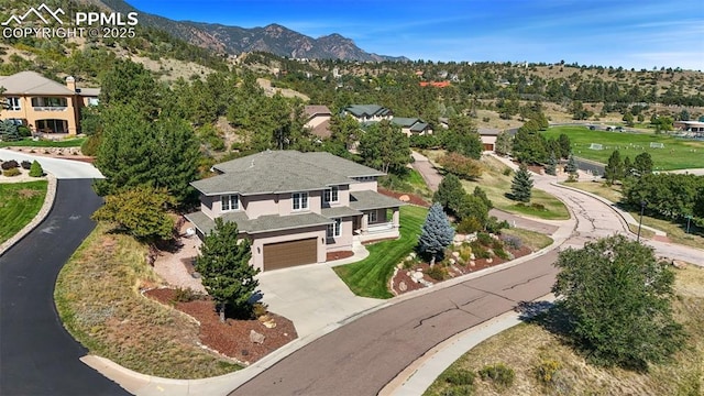 aerial view featuring a mountain view